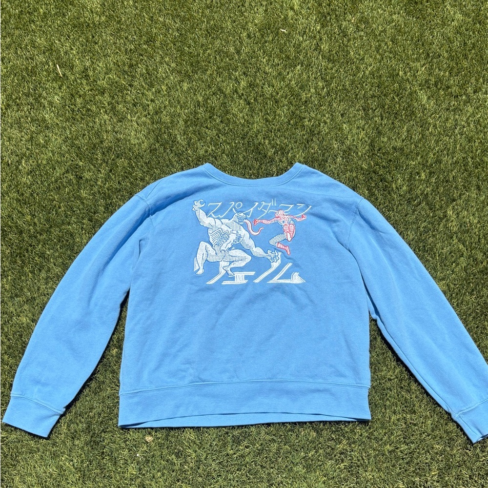 Blue Spiderman and Venom Graphic Sweatshirt